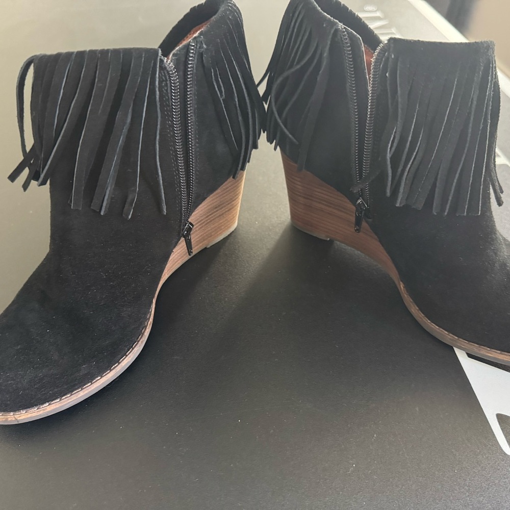 Black Fringe Ankle Boots